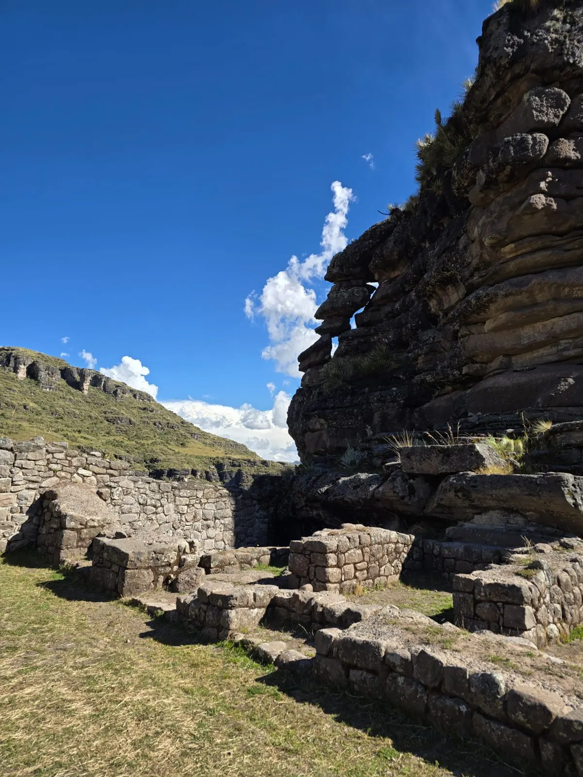 Stone ruins in an Andean mountain landscape