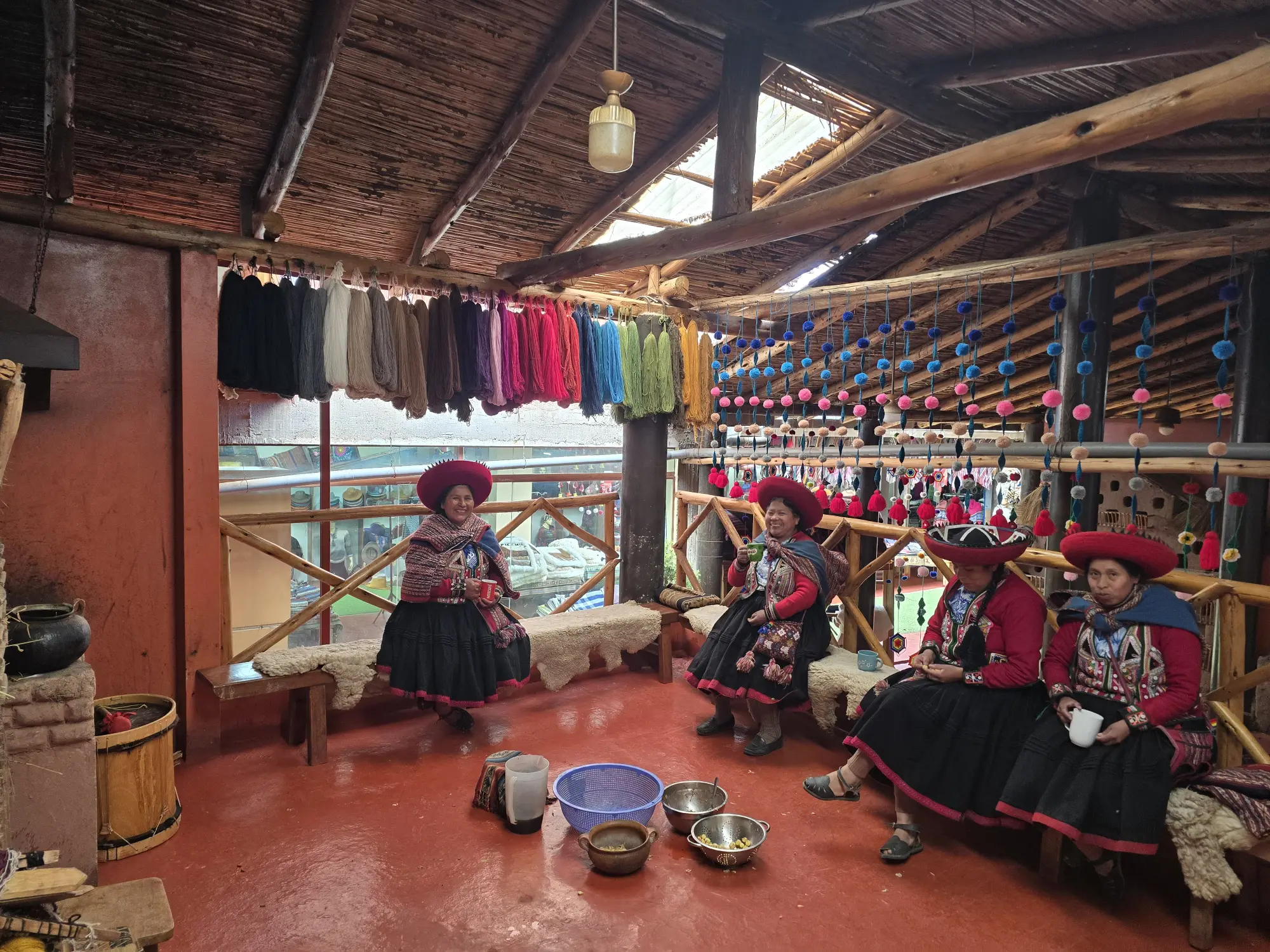 Weavers at work in a Chinchero workshop